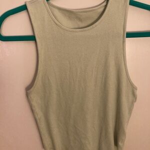 Sleeveless Ribbed Tank Top - Sage Green
